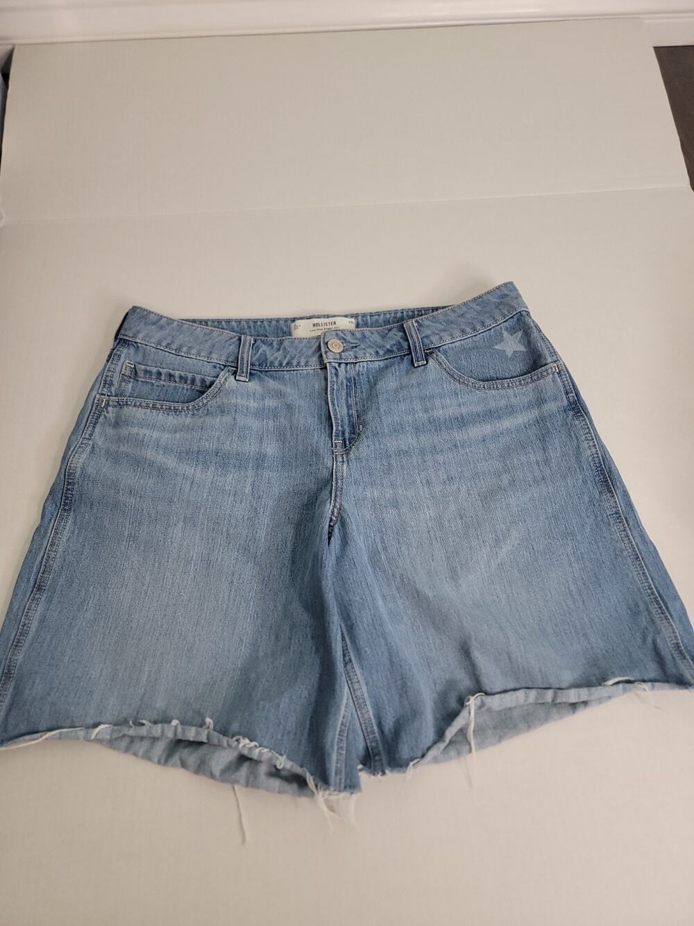 Hollister Jean Shorts Womens SZ 32 Low Rise Baggy Jort Cutoff 100% Cotton